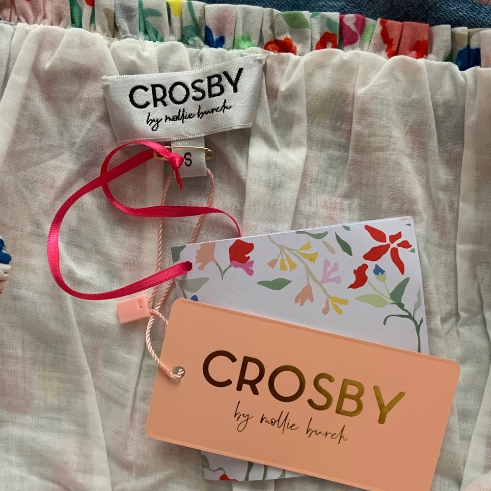 Crosby Shelby Blossom White Multicolor Floral Smock Long Sleeve Top - Picture 2 of 6